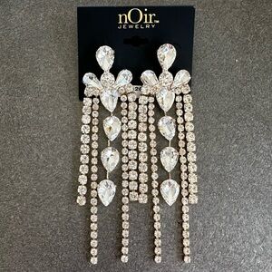 nOir Jewelry Large Statement Rhinestone Crystal Long Dangle Earrings